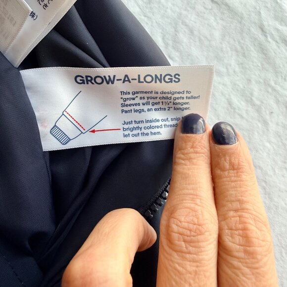 Lands End Kids Size 5 Navy Blue Snow Bib Overalls ow-A-Longs Feature - Picture 6 of 8